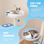 Tangkula Cat Tree Tower, 54 Inch Tall Cat Tree with Cat Condo, Hammock, Dangling Ball, Plush Fabric Top Perch, Cute Cat Tower with Sisal Scratching Post for Indoor Cats Large Adult