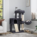 IMUsee 36 Inches Cat Tree Condo with Sisal Scratching Posts, Scratching Board, Plush Ball and Middle House, Cat Tower Furniture Kitty Activity Center Kitten Play House, Dark Blue