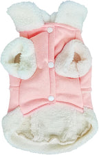 Jecikelon Bowtie Dog Cold Weather Coat Fleece Lining Warm Pet Puppy Turtleneck Dogs Winter Clothes for Small Dogs with D-Ring (Pink, X-Large)