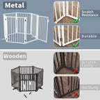 Metal Freestanding Dog Gates with Door for Outdoor Indoor,120'' Extra Wide 36'' Tall Free Standing Dog Gate for Doorways,Large Openings,Deck,Yard,Porch,Foldable Pet Fence(White,6 Panels)