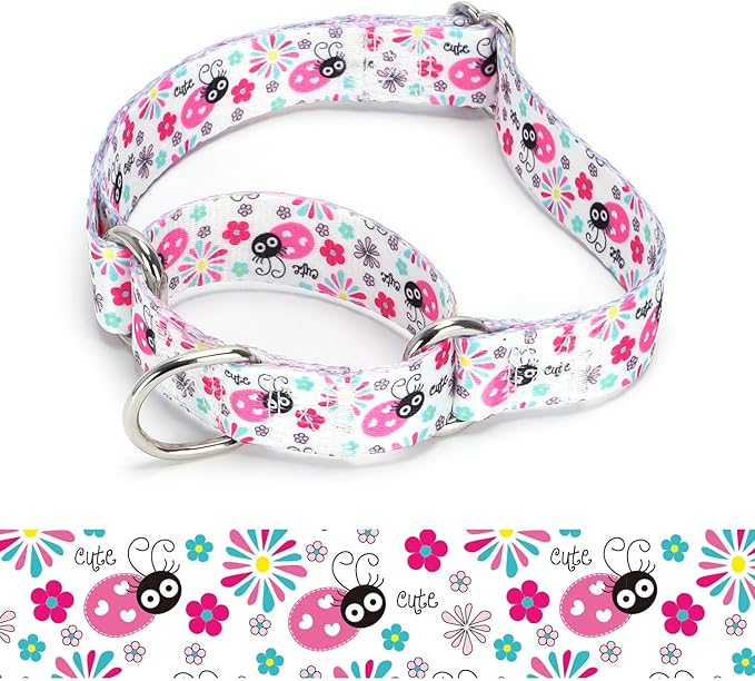 Martingale Dog Collars - Flower Multicolor Cute Patterns, Adjustable Nylon Training Dog Collar Suitable for Boy and Girl Dogs Medium Large Dogs (8, L)