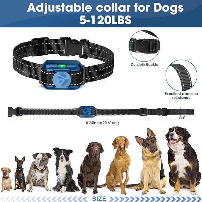 Small No Shock Dog Training Collar for Small Dogs 5-15lbs, Strong Vibrating Dog Collar Beep and Vibrate Only, Safe Lock Waterproof Rechargeable Vibration Collars for Dogs-No Prongs,Blue