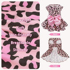 PUPTECK Print Dog Dress Pet Apparel with Cute Bowtie Puppy Clothes Outfit, Leopard Print, S