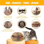 2-ck Cat PaScratcher Toy - Magic Organ Cat Scratching Board with Bell Balls for Indoor Cats Magic Organ Cat Scratcher Interactive Cardboard Cat Toy Scratcher Furniture Protection