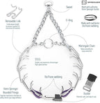 Herm Sprenger Chrome Plated Steel Dog Collar with Quick Release ClicLock Buckle and Biothane Insert Training Collar for Dogs Made in Germany (Violet Purple, 22in x 3.0mm(Neck Size up to 18-19in))