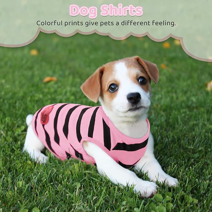 Pet Dog Striped T-Shirt Dogs Cats Cotton Vest Spring Summer Pet Apparel Tee Shirt Suitable for Small and Medium Large Pets French Bulldog Bichon
