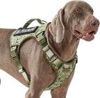 Green Dog Harness for X-Large Dog Breeds, No Pull Adjustable Pet Harness with Handle, Reflective K9 Military Service Dog Vest for Walking Hiking Training, Green Ethnic, XL