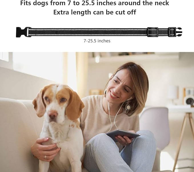 Aikko Reflective Adjustable Replacement Strap for Dog Shock Training Bark Collar, Ultra Comfy Soft Breathable, Most of Electronic Training Collar (Black+Green)