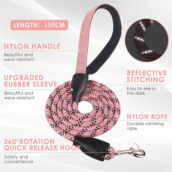 Dog Harness and Leash Set, No Pull Saddle Style Pet Harness, Breathable Mesh Adjustable Reflective Dog Vest for Dogs and Cat Medium Small Harness 2 D-Rings (Pink, XS)
