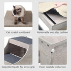 unipaws Pet Bunk Bed with Removable Step for Dogs and Cats, Multi-Level Bed Window Perch Seat Platform with Cushion and Cat Scratch Pad, Indoor Use