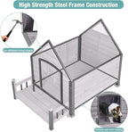 Dog House for Outdoor/Indoor, Weatherproof Outdoor Kennel for Large Dogs, Chew-Resistant Iron Frame & Asphalt Roof (Grey, L)
