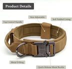 Tactical Dog Collar, Adjustable Military Training Nylon Dog Collar with Control Handle and Heavy Quick-Release Metal Buckle for Small Medium Large Dogs, Brown S