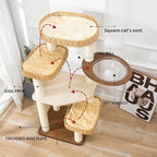Modern Cat Tree Tower, Hand-Woven Condo for Large Cats with Sisal Scratching Post, Cute Cats Furniture Activity Center