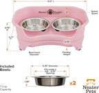 Neater Feeder Express Mess Proof Cat Bowls Elevated, No Spill Feeding Station, Stainless Steel Dishes for Food and Water, Raised Bowls for Indoor Cats, No Fatigue Whisker Friendly Dish, Pink