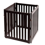 WELLAND 24" Freestanding Pet Gate, Foldable Wooden Dog Gate, 4 Panel Step Over Fence, Indoor Puppy Gate, Expands Up to 80" Wide, Espresso
