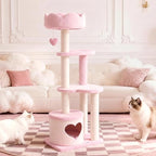 Happy & Polly Cat Tree for Cats, 52.8 Inches, All Breed Sizes, Climbing, Indoor, Wood and Sisal, Floor Mount, Modern
