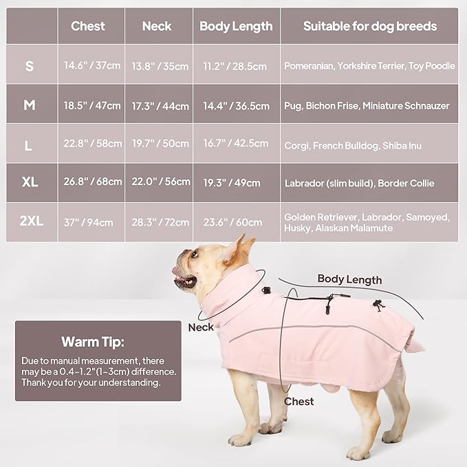 Dog Coat Warm Dog Winter Coat Waterproof Dogs Jacket with Reflective Pet Fleece Vest Zip-Up Cold Weather Coats for Large Dogs Turtleneck Windproof Coats (Grey,X-Large)