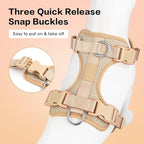 Wisedog Dog Harness Medium Sized, Pet Vest with Front Clip, Adjustable Puppy Harness with 3 Fast Release Buckles[Easy to Put on & Take Off] (Sand Color, S)