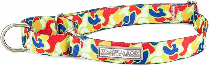 Lucky Love Dog Martingale Dog Collar - Adjustable, No-Slip, Durable, & Soft Webbing Collar for Male and Female Dogs Ideal for Training & Walking - Oscar, Medium