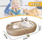 Cat Scratcher Bed 3 in 1 Sisal Cat Scratching Board for Indoor Oval Cat Scratch Pad Durable Scratching Lounge Bed Round Bowl with Toy Balls for Cats Kitten Puppy (24"x15.7"x3.5")