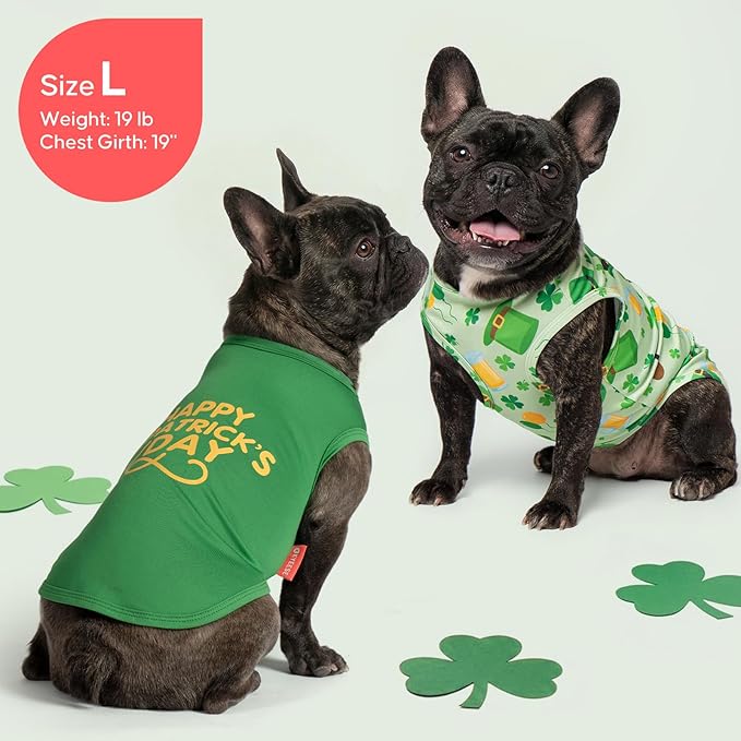 KYEESE 2Pack St. Patrick's Day Dog Shirt, Breathable Tank Top Sleeveless Dog T Shirts for Small Dogs Boy Girl, Lightweight Dogs Clothes Puppy Outfit for Holiday, Green, S