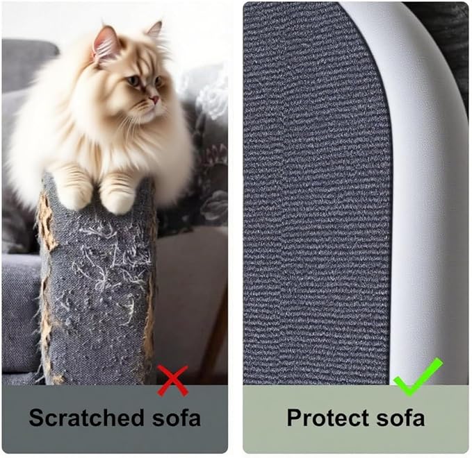 Heavy-Duty Cat Scratch Couch Furniture Protector, Adhesive Cat Scratch Pad Deterrent for Furniture, DIY Climbing Cat Scratcher Couch Protector from Cat Claws Scratching (Premium Grey, 78.7x15.7Inch)
