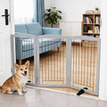 Dog Fence Indoor,Dog Gate Indoor for Doorway pet gate -3-Panel Freestanding, Hallways, House or Stairs -60x32-Inch Retractable Foldable Expandable Wood Pet by SFJC (Grey) ﻿