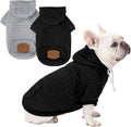 2 Pack Dog Hoodie Sweaters for Small Medium Dogs Warm Dog Clothes for Large Dogs Soft Waffle-Like Laminated Sweatshirt Bulldog (Black+Grey, M (Back: 15.5",Chest: 21.6", Neck: 13"))