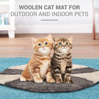 Cat Bed Mat Natural Merino Wool Cozy Large Carpet Pad for Pet Cats Kitty Small Dog House Warm Organic Sheep Wool Scratch Floor Mats Rug Bedding (Gray White, Large)
