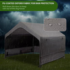 Summertrail Extra Large Dog House Outside, Dog Tent Outdoor, Big Dog Shade Shelter Doghouse Canopy with Three-Sided Breathable Mesh Windows, Gray Sun Rain Cover for Pet Cat Livestock 4'x 4'x 3.3'