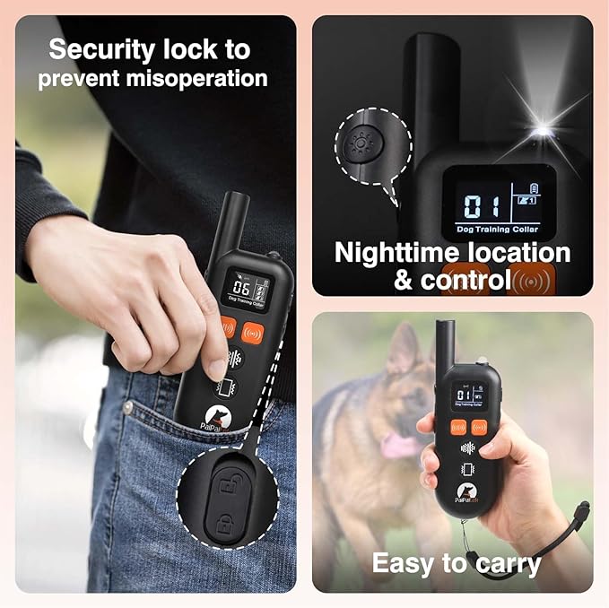 PaiPaitek Vibrating Dog Collar No Shock - 3300ft Dog Training Collar with Remote for 10-120lbs Small Medium Large with Beep, Vibration, Ultrasonic Modes, Security Lock & No Prongs