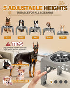 Elevated Dog Bowls for Medium Size Dogs, Non-Slip Dog Feeder with 1*Stainless Steel Dishes & 1*Slow Feeder Bowl, 5 Heights Adjustable Raised Bowls to 3.15″-8.66″-9.84″-11.02″-12.2″