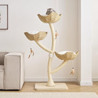 52” Tall Modern Cat Tree Tower for Large Cats| Cat Scratching Posts with Hand Woven Baskets and Mats| Luxury Cat Condo for Multiple Cats | Cat Furniture for Gifts （52” Natural）
