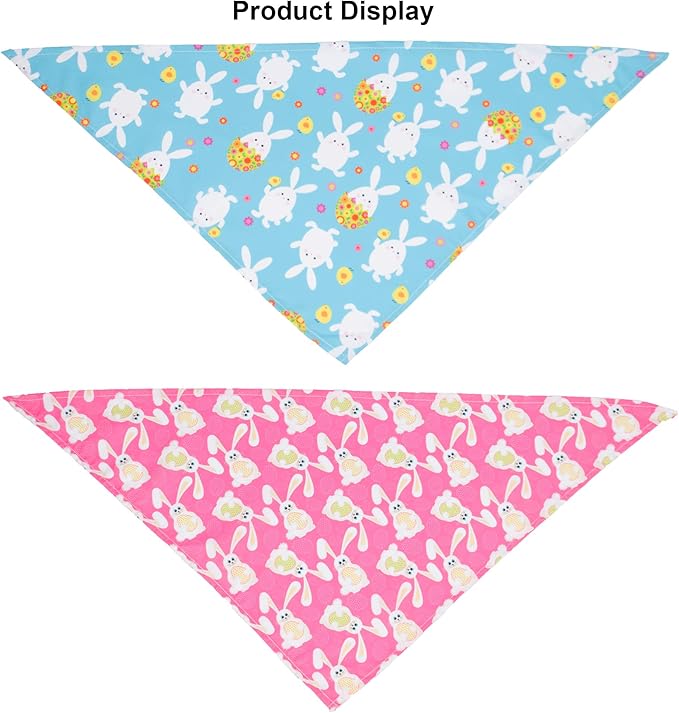 ADOGGYGO 4 Pack Easter Dog Bandana Triangle Dog Scarf Rabbit Easter Egg Pattern Pet Bandana for Medium Large Dogs Pets (Large)
