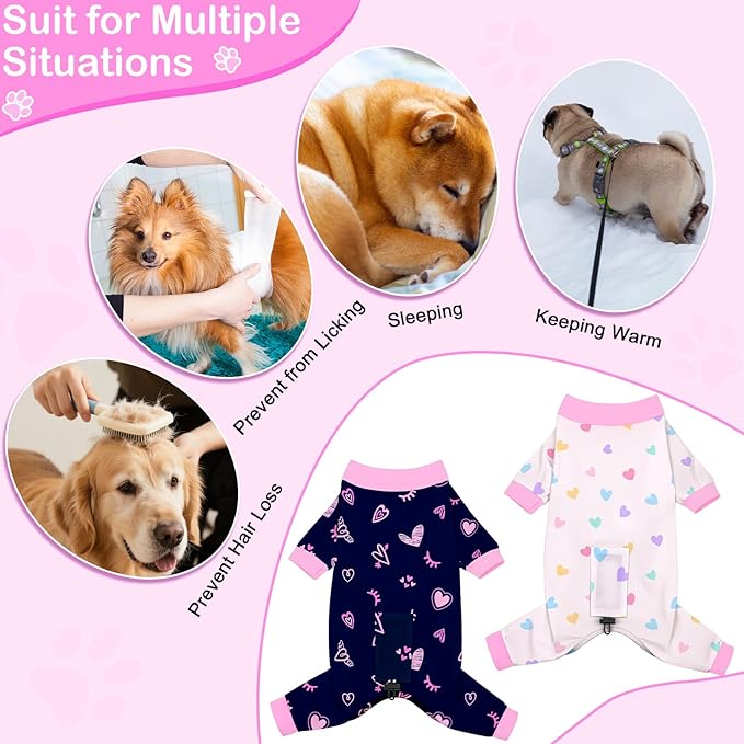 Glittme 2PACK Dog Pajamas Soft Dogs Clothes for Small Medium Dogs Elastic Cats Apparel Breathable Dog Pjs for Puppy
