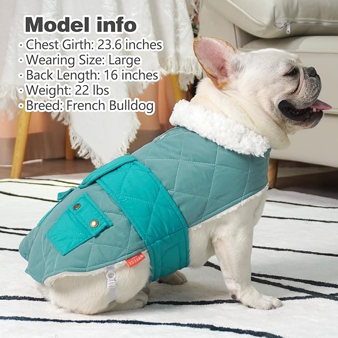 KYEESE Dog Coat Warm Pet Winter Puffer Coat with Leash Hole Thick Pets Clothes with Pocket Soft Pet Sweater for Cold Weather Waterproof Dogs Jacket with Fleece Lined Windproof Dog Coats for Small Dogs