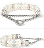 KUDES Luxury Martingale Collar for Small Dogs and Cats- No Pull Training Choke Chain Collar with Pearls & Crystals - Bling Dog Necklace Accessory for Pet Yorkie, Chihuahua, Pomeranian
