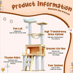 Cat Scratch Tower | Tall Cat Tower with Top Perch, Clear Hammock | Pet Supplies, Modern Cat Tower, Pet Activity Tree for Indoor Cats Kittens