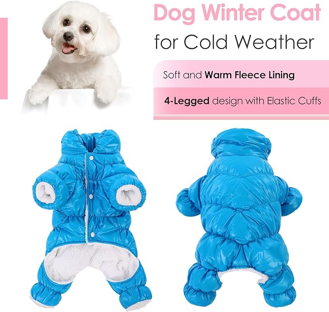 AOFITEE Dog Coat, Warm Dog Jacket, Fullbody Winter Coat Snowsuit for Dogs, Waterproof Puppy Puffer Jacket Snow Coats with Legs, Pet Fleece Vest, Cold Weather Coats for Small Dogs, Medium