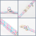 ARING PET Easter Dog Collar, Cute Colorful Plaid Stripe Girl Doggy Collars with Quick Release Buckle for Puppy Small Medium Large Dogs-L