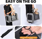 Top Loading Medium Cat Carrier with Privacy Curtain, Soft-Sided Small Pet Travel Crate Vet Visit, Little Puppy Dog Kennel Bag Suitcase Luggage Sleeve, 18x11x11 Inch Grey