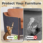 huraty Cat Scratching Mat, Cat Scratchers Pad Indoor Outdoor Cat and Kitten, Trimmable Furniture Protector Scratching Cover for Cat Tree Steps Couch Corner Wall, Grey 1 Pcs 78.7"x15.8"