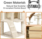 Topeakmart 61in Cat Tree for Indoor Cats, Cat Tower with Scratching Posts Spacious Perch & Platform for Kittens, Beige