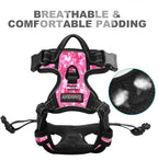 BARKBAY No Pull Dog Harness Front Clip Heavy Duty Reflective Easy Control Handle for Large Dog Walking(Pink camo,M)