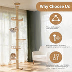 FANKNS Floor to Ceiling Cat Tree Height (110-118 inches), 5-Tier Adjustable, Three-Bolt Stabilized Cat Tower with 6 Thickened Scratching Posts, Cat Activity Center Includes Transparent Capsule House