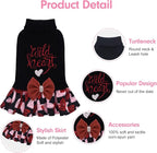 CuteBone Core Spun Dog Sweater Dress for Small Dogs Girl, Wild Heart Embroidery Turtleneck Medium Dog Sweater with Leash Hole, Dog Coat for Chihuahua Yorkie Teacup DS103XS