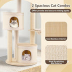 PETSITE 60-inch Wooden Cat Tree, Multi-Level Modern Cat Tower with Sisal Scratching Posts, Double Condos, Padded Cozy Top Perch, Multiple Jumping Platforms, and Hanging Ball, Ideal for Indoor Cats
