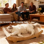 Sisal Cat Scratcher Bed for Indoor Cats Hammock for Scratching Pad Cat Chair Nartural Sisal Scratch Post for Cats Scratcher Lounge, Wooden Cat Furniture