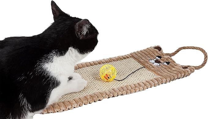 Pet Life ® Eco-Natural Sisal and Jute Hanging Carpet Kitty Cat Scratcher Lounge with Toy