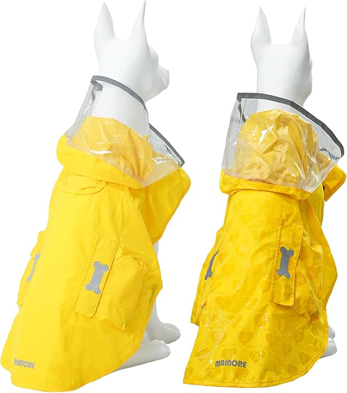 Dog Raincoat,Waterproof Rain Poncho with Hoodie, High Reflective Adjustable Pet Rain Jacket with Leash Hole for Small Medium and Large Dogs (Yellow(Water-Reactive Hydrochromic), X-Large: 37-55lbs)